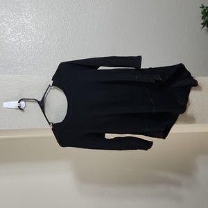 Able Black Cotton Asymmetrical Hooded Cotton Ruffled Top Size Medium